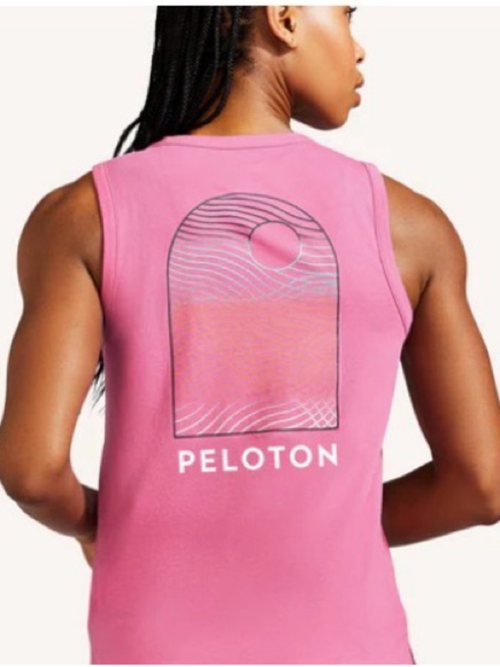 Peloton Pink Graphic Back Muscle Tank 0032